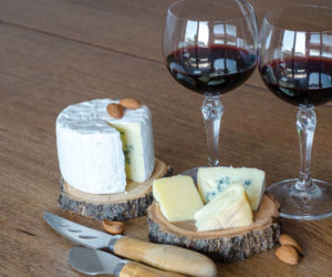 wine pairing with several cheeses